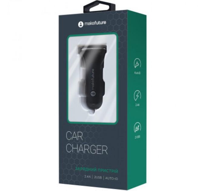 Зарядний пристрій MAKE 12W 2.4A+2.4А Black (MCW-221BK)