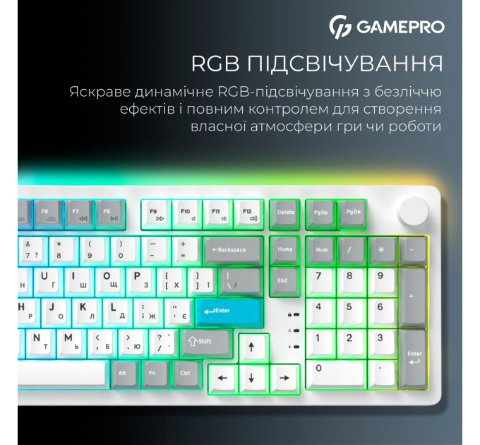 GamePro Клавіатура бездротова GamePro Asgard Drakkar Keychron Super Red Switch White (MK305WH)