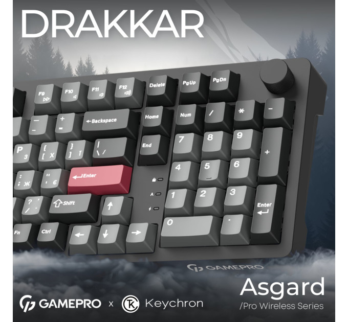 GamePro Клавіатура бездротова GamePro Asgard Drakkar Keychron Super Red Switch Black (MK305BK)
