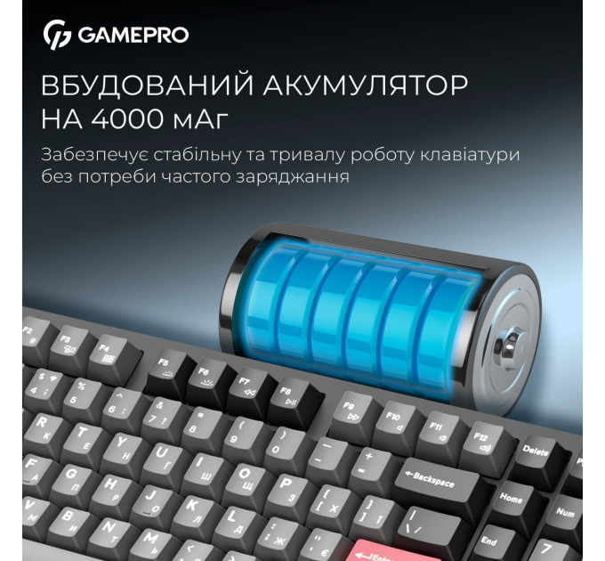 GamePro Клавіатура бездротова GamePro Asgard Drakkar Keychron Super Red Switch Black (MK305BK)