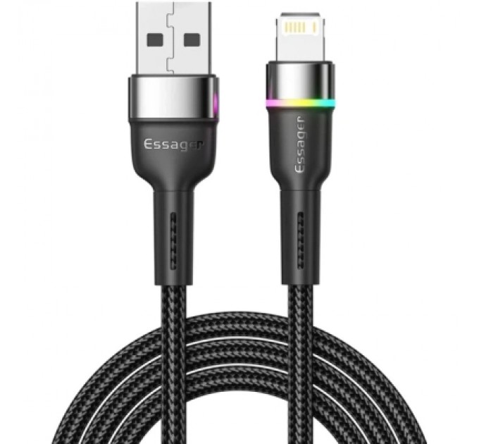 Дата кабель USB 2.0 AM to Lightning 1.0m 2.4A black Essager (EXCL-XCD01)