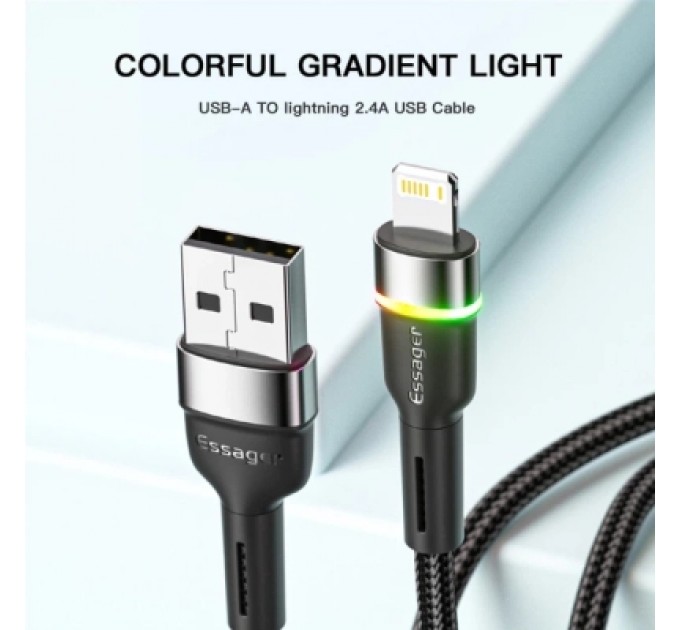 Дата кабель USB 2.0 AM to Lightning 1.0m 2.4A black Essager (EXCL-XCD01)