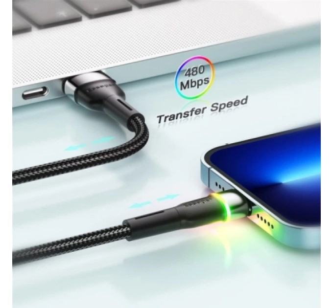 Дата кабель USB 2.0 AM to Lightning 1.0m 2.4A black Essager (EXCL-XCD01)