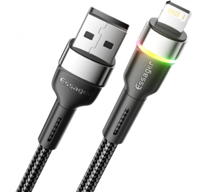Дата кабель USB 2.0 AM to Lightning 1.0m 2.4A black Essager (EXCL-XCD01)