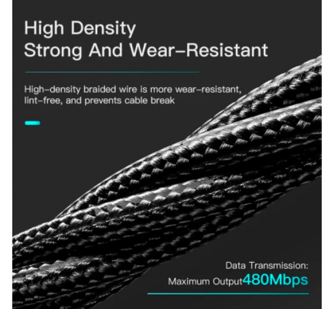 Дата кабель USB 2.0 AM to Micro 5P 1.0m 3A black Essager (EXCM-LS01)