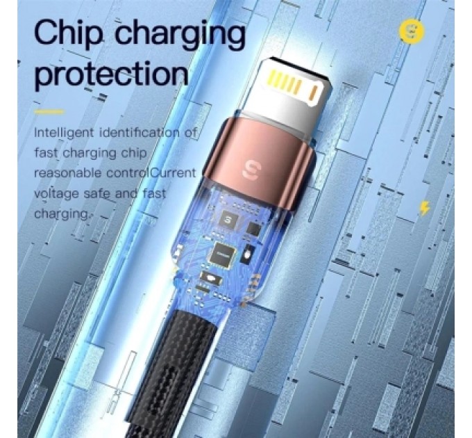 Дата кабель USB 2.0 AM to Lightning 1.0m 2.4A black Essager (EXCL-XC01)