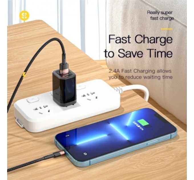 Дата кабель USB 2.0 AM to Lightning 1.0m 2.4A black Essager (EXCL-XC01)