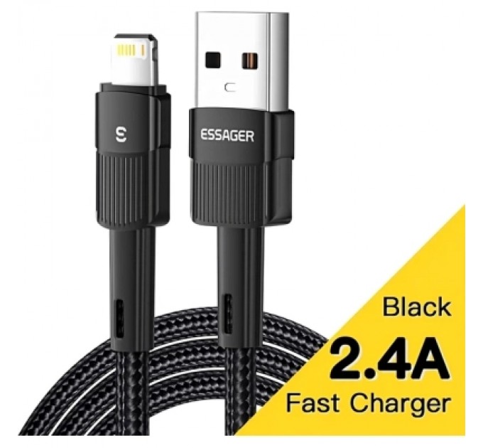 Дата кабель USB 2.0 AM to Lightning 1.0m 2.4A black Essager (EXCL-XC01)
