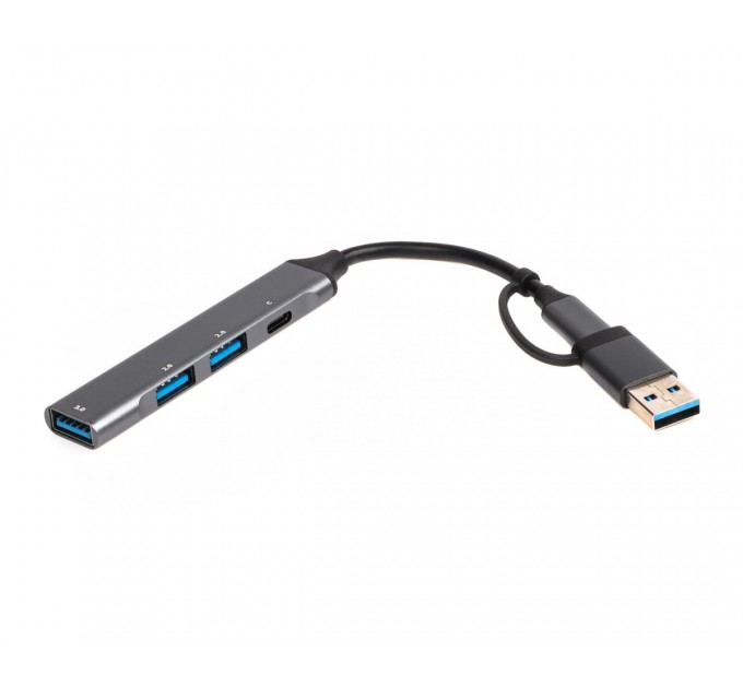 Концентратор USB Type-C/USB Maxxter 1xUSB-A 3.0, 2xUSB-A 2.0, 1xUSB-C Gray (HU3C-4P1CN-01)