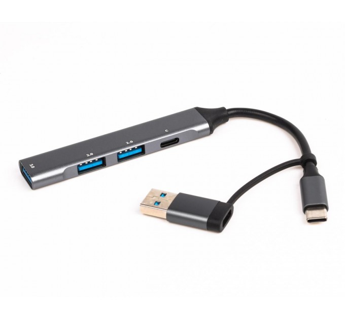 Концентратор USB Type-C/USB Maxxter 1xUSB-A 3.0, 2xUSB-A 2.0, 1xUSB-C Gray (HU3C-4P1CN-01)
