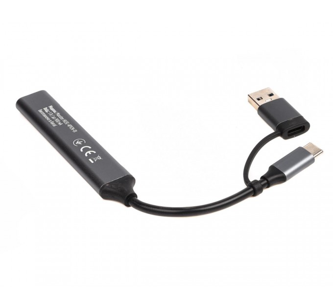 Концентратор USB Type-C/USB Maxxter 1xUSB-A 3.0, 2xUSB-A 2.0, 1xUSB-C Gray (HU3C-4P1CN-01)