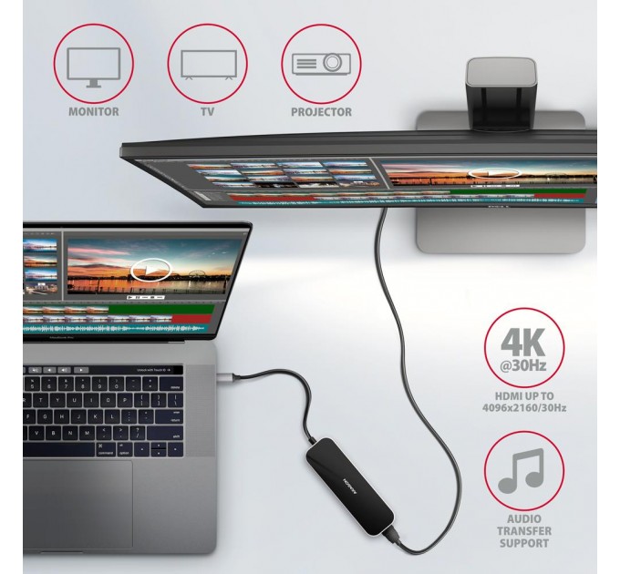 Концентратор USB-C 6IN1 0.2M HMC-6H4A AXAGON