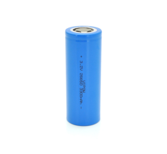 Vipow Акумулятор 26650 3300mAh, LiFePO4, FlatTop, 3.2V, Blue Vipow (IFR26650-3300mAhFT / 31075)