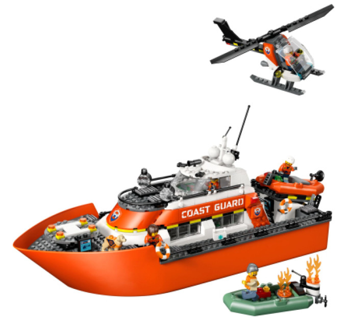 LEGO Конструктор LEGO City Рятувальний катер і гелікоптер берегової охорони (60504)