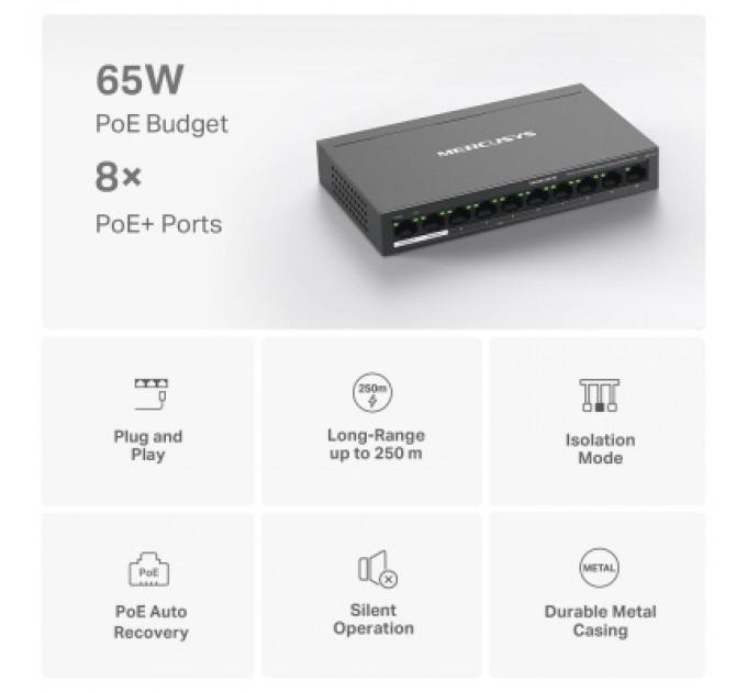 Комутатор мережевий Mercusys MS110P
