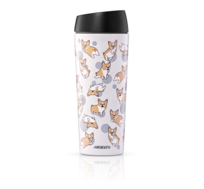 Ardesto Термокружка Ardesto Coffee Time Animals Corgi 450мл, нержавіюча сталь, сірий (AR2645CR)
