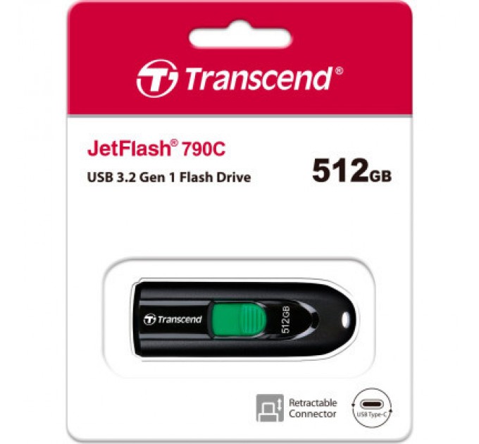 Transcend USB флеш накопичувач Transcend 512GB JetFlash 790C USB 3.1 Type-C (TS512GJF790C)