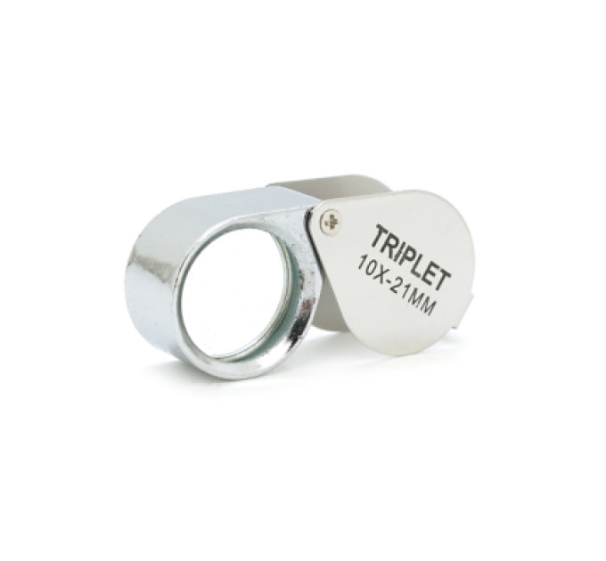 Voltronic Лупа Voltronic ручна TRIPLET 10X-21mm, складана (брелок), метал-скло, пластикова коробка. 60 * 24 * 18mm. (1152/TR10X-21)