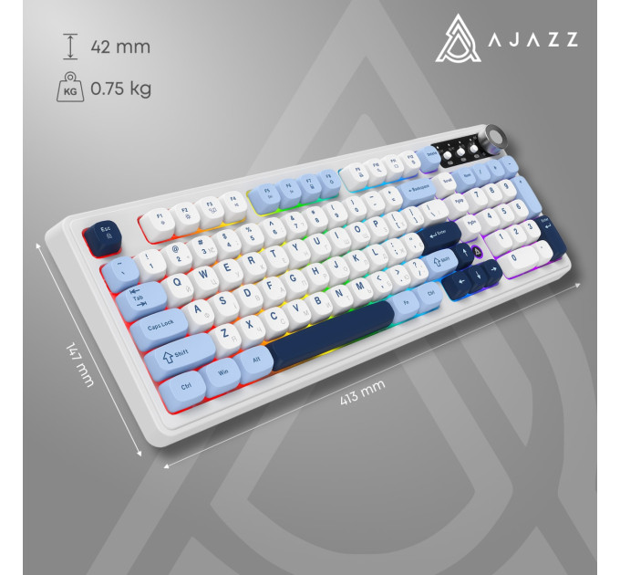 Ajazz Клавіатура бездротова Ajazz AF98 Plus Glacier Blue (AF98-PLUS-GB)