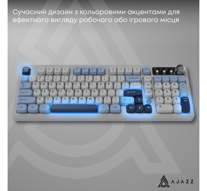 Ajazz Клавіатура бездротова Ajazz AF98 Plus Glacier Blue (AF98-PLUS-GB)