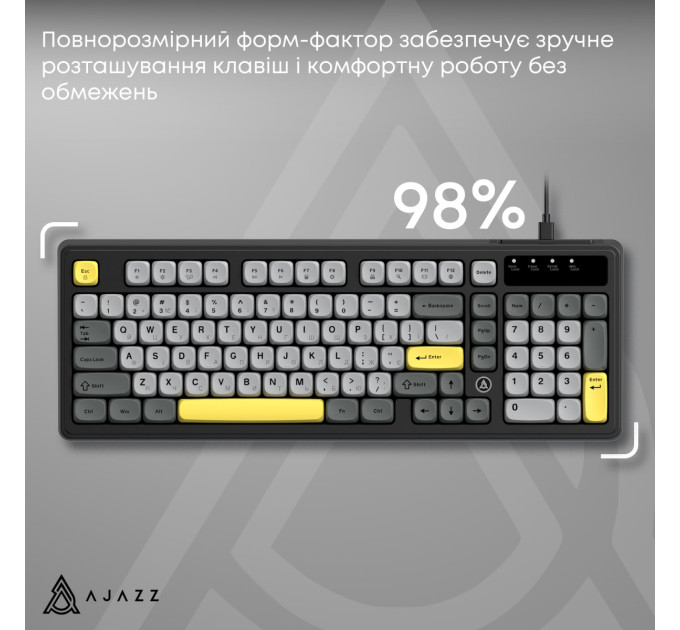 Ajazz Клавіатура Ajazz AF98 Black USB-C Black Gray Yellow (AF98-BGY)