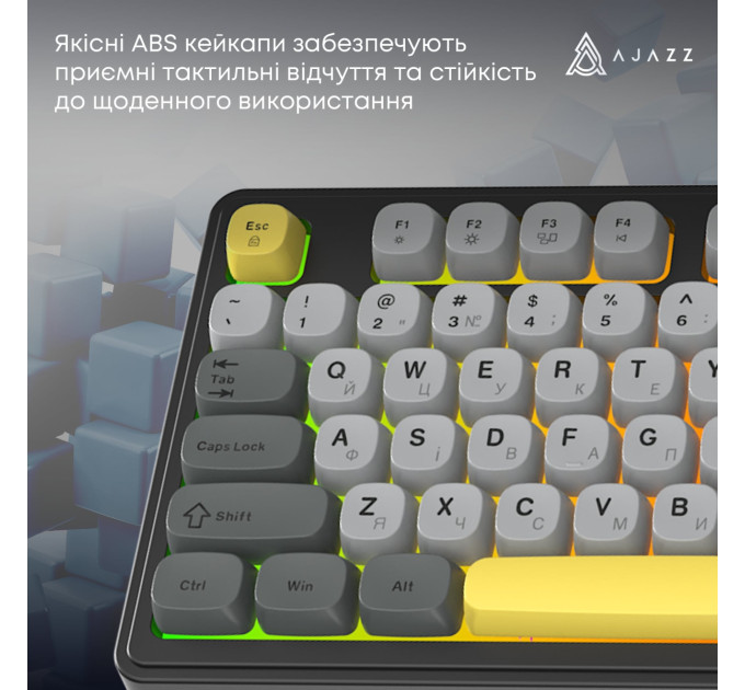 Ajazz Клавіатура Ajazz AF98 Black USB-C Black Gray Yellow (AF98-BGY)