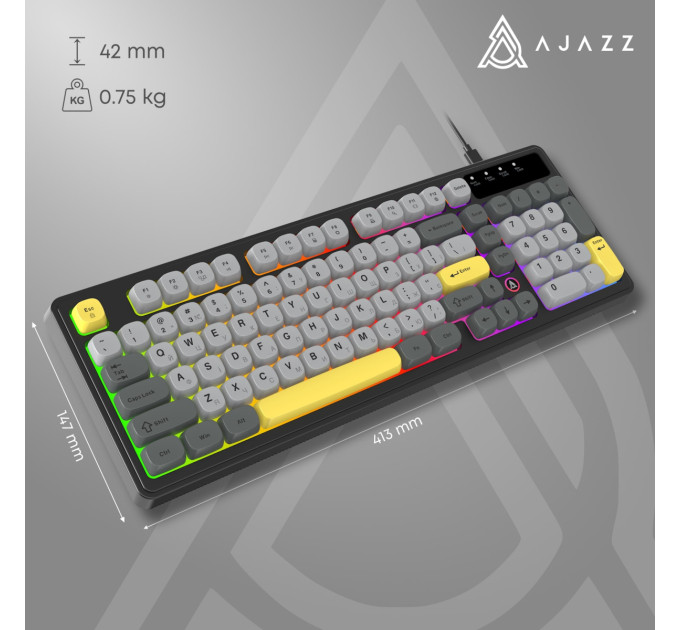 Ajazz Клавіатура Ajazz AF98 Black USB-C Black Gray Yellow (AF98-BGY)