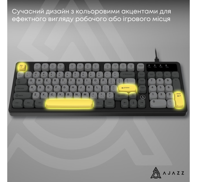 Ajazz Клавіатура Ajazz AF98 Black USB-C Black Gray Yellow (AF98-BGY)