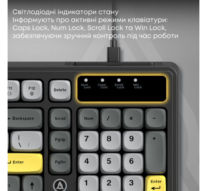 Ajazz Клавіатура Ajazz AF98 Black USB-C Black Gray Yellow (AF98-BGY)