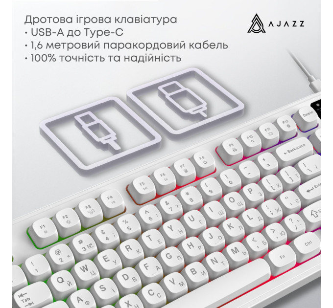 Ajazz Клавіатура Ajazz AF98 Black USB-C White (AF98-W)