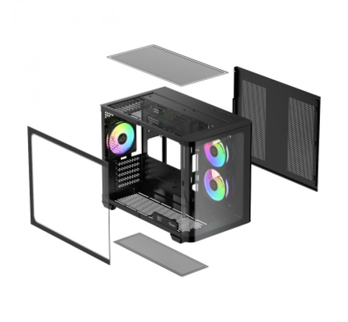 Корпус для ПК OCYPUS IOTA C50 BK CURVE ARGB DIGITAL (OTA-C50-BKD300CD-GL)