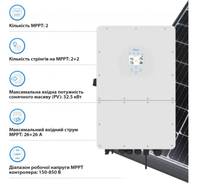 Сонячний інвертор Deye SUN-25K-SG01HP3-EU, 25кВт (SUN-25K-SG01HP3-EU)