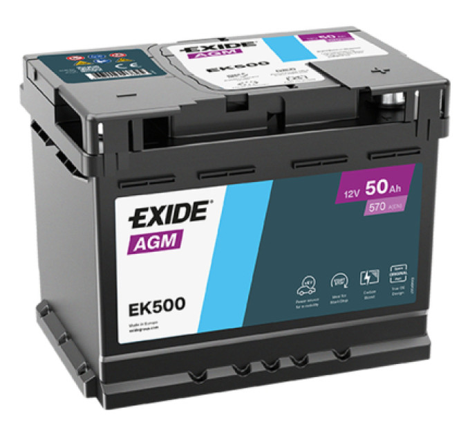 EXIDE Акумулятор автомобільний EXIDE AGM 50Ah (EK500)