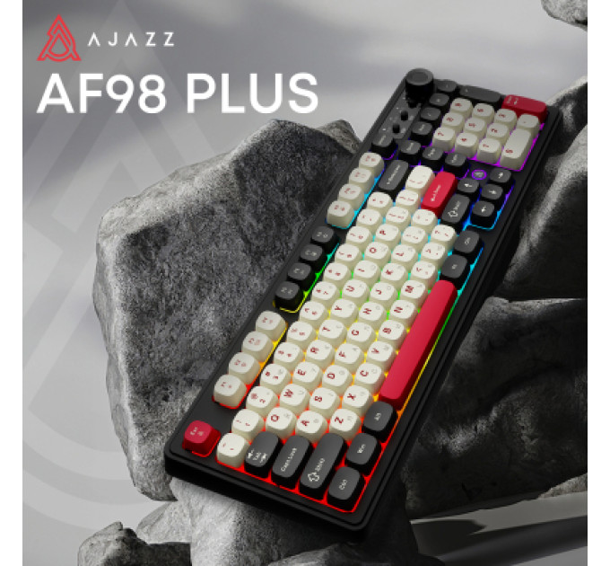 Ajazz Клавіатура Ajazz AF98 Plus Wireless/Bluetooth/USB UA Black/White/Red (AF98-PLUS-BSR)