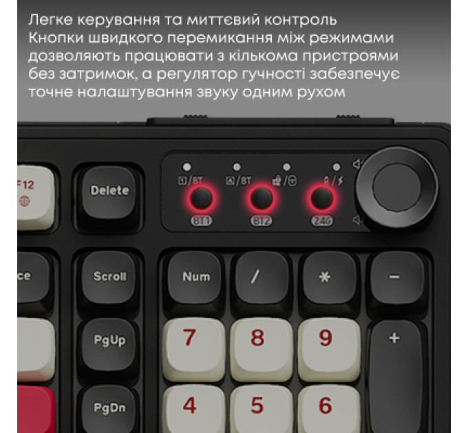 Ajazz Клавіатура Ajazz AF98 Plus Wireless/Bluetooth/USB UA Black/White/Red (AF98-PLUS-BSR)