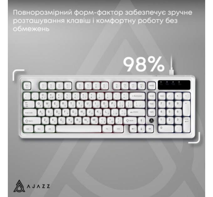 Ajazz Клавіатура Ajazz AF98 USB UA White (AF98-W)