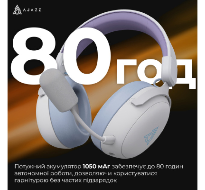 Ajazz Навушники Ajazz AHM08 MAX 3-Mode White/Purple (AHM08-MAX-PWB)