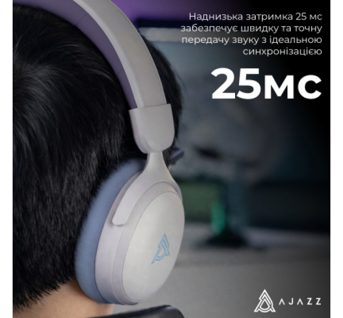 Ajazz Навушники Ajazz AHM08 MAX 3-Mode White/Purple (AHM08-MAX-PWB)