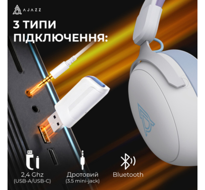 Ajazz Навушники Ajazz AHM08 MAX 3-Mode White/Purple (AHM08-MAX-PWB)