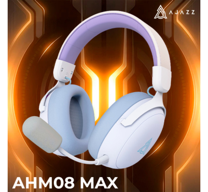 Ajazz Навушники Ajazz AHM08 MAX 3-Mode White/Purple (AHM08-MAX-PWB)