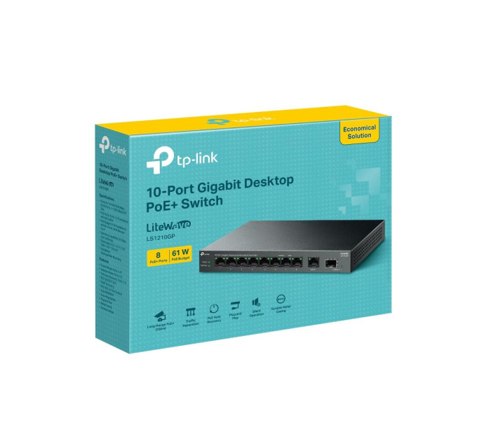 TP-Link 10-портовий гігабітний комутатор, LS1210GP TP-LINK