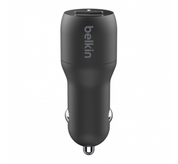 Зарядний пристрій Belkin Car Charger (24W) Dual USB-A, USB-A - Lightning, 1m, black (CCD001BT1MBK)