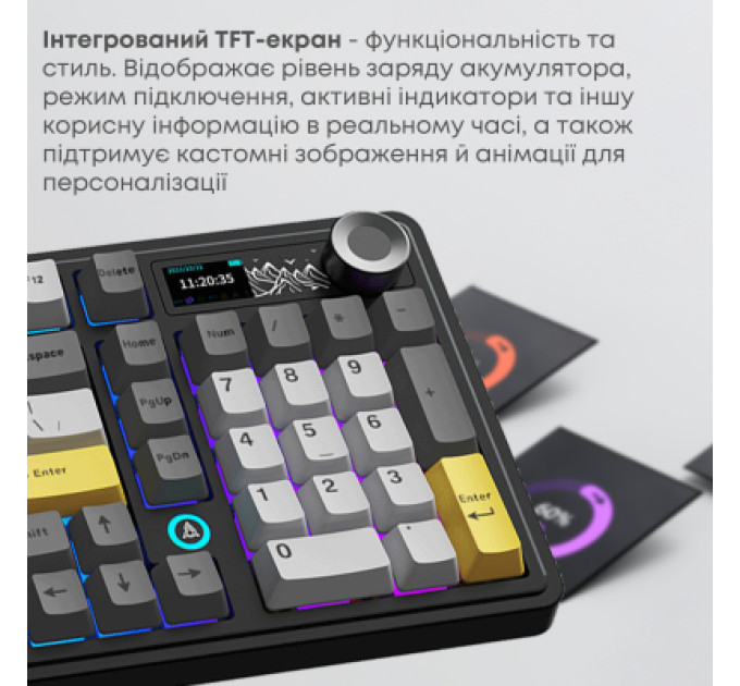 Ajazz Клавіатура Ajazz AK980 V2 Gift Switch V2 Wireless/Bluetooth/USB UA Black/Grey/Yellow (AK980-V2-G-BGY)