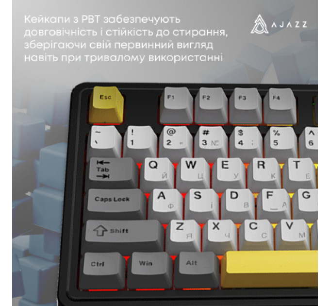 Ajazz Клавіатура Ajazz AK980 V2 Gift Switch V2 Wireless/Bluetooth/USB UA Black/Grey/Yellow (AK980-V2-G-BGY)
