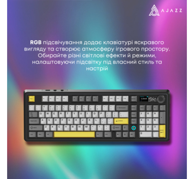 Ajazz Клавіатура Ajazz AK980 V2 Gift Switch V2 Wireless/Bluetooth/USB UA Black/Grey/Yellow (AK980-V2-G-BGY)