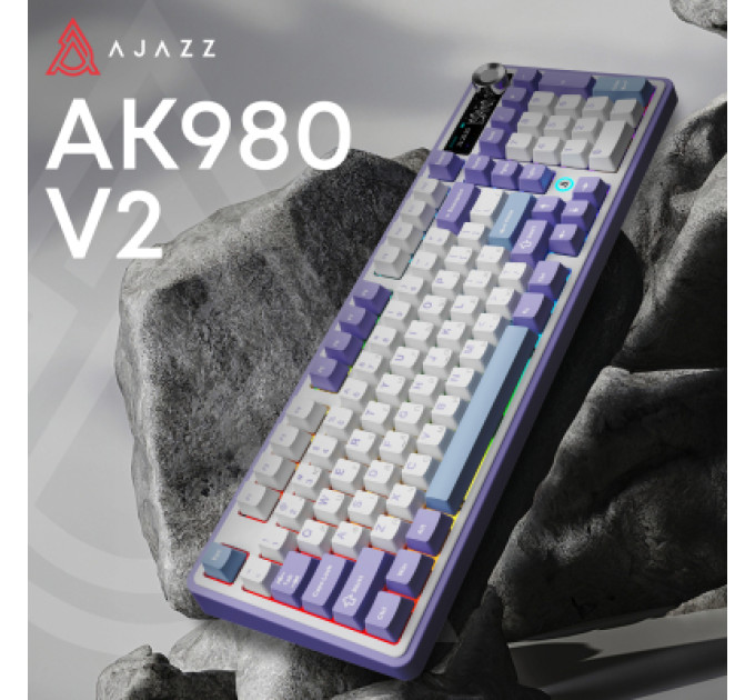 Ajazz Клавіатура Ajazz AK980 V2 Gift Switch V2 Wireless/Bluetooth/USB UA White/Blue (AK980-V2-G-PWB)