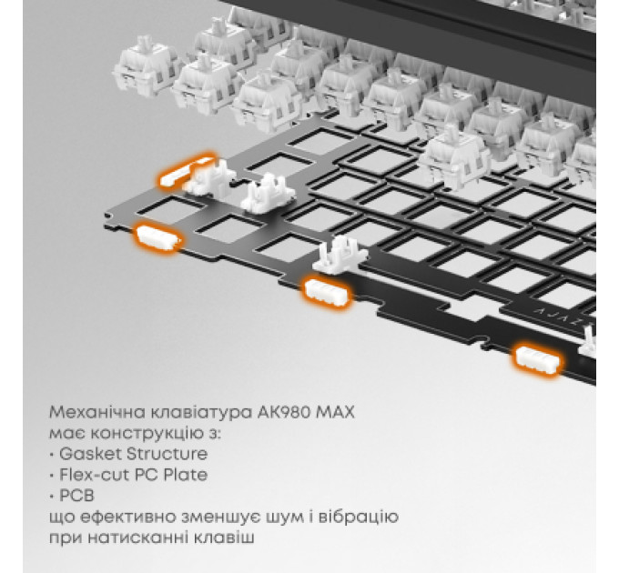 Ajazz Клавіатура Ajazz AK980 MAX Magnetic Switch USB UA Black/Grey/Yellow (AK980-MAX-M-BGY)
