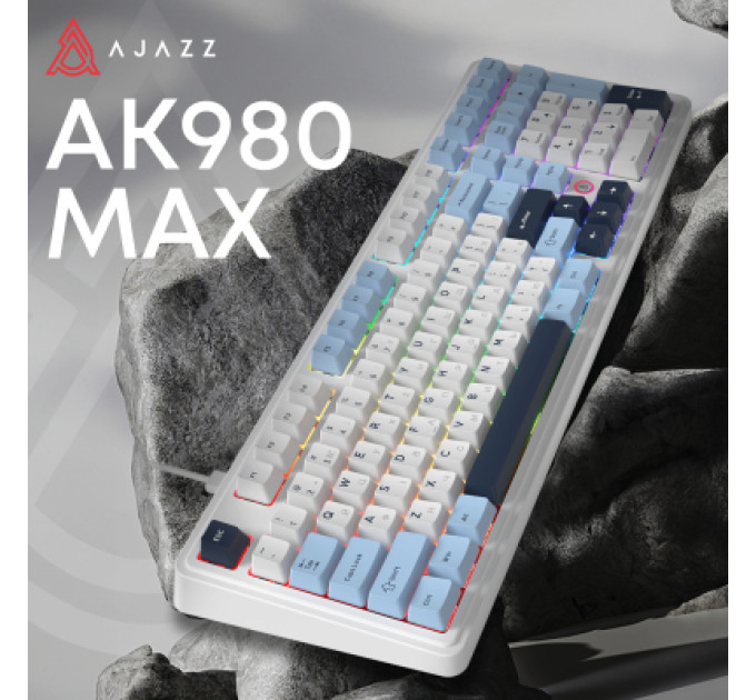 Ajazz Клавіатура Ajazz AK980 MAX Magnetic Switch USB UA White/Blue (AK980-MAX-M-BWDB)