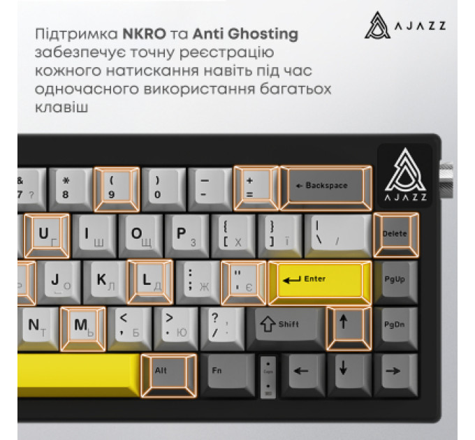 Ajazz Клавіатура Ajazz AK650 Moon Yellow Switch USB UA Black/Grey/Yellow (AK650-MY-GWY)