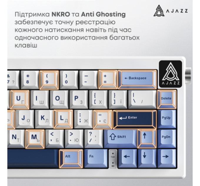 Ajazz Клавіатура Ajazz AK650 Sea Salt Switch USB UA White/Blue (AK650-SS-BWB)